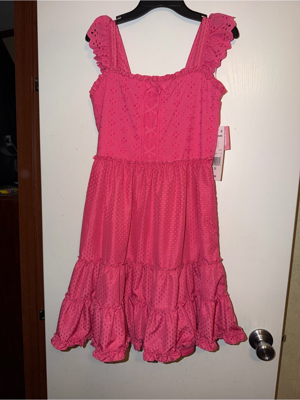 Rare Editions Hot Pink Eyelet Ruffle Sundress